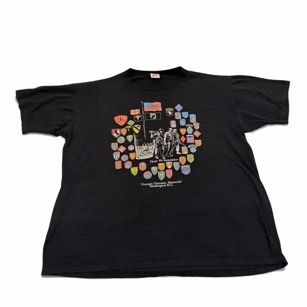 Jerzees Vintage T-Shirt‎ POW MIA Veteran Washington Memorial Black Men's 2XL